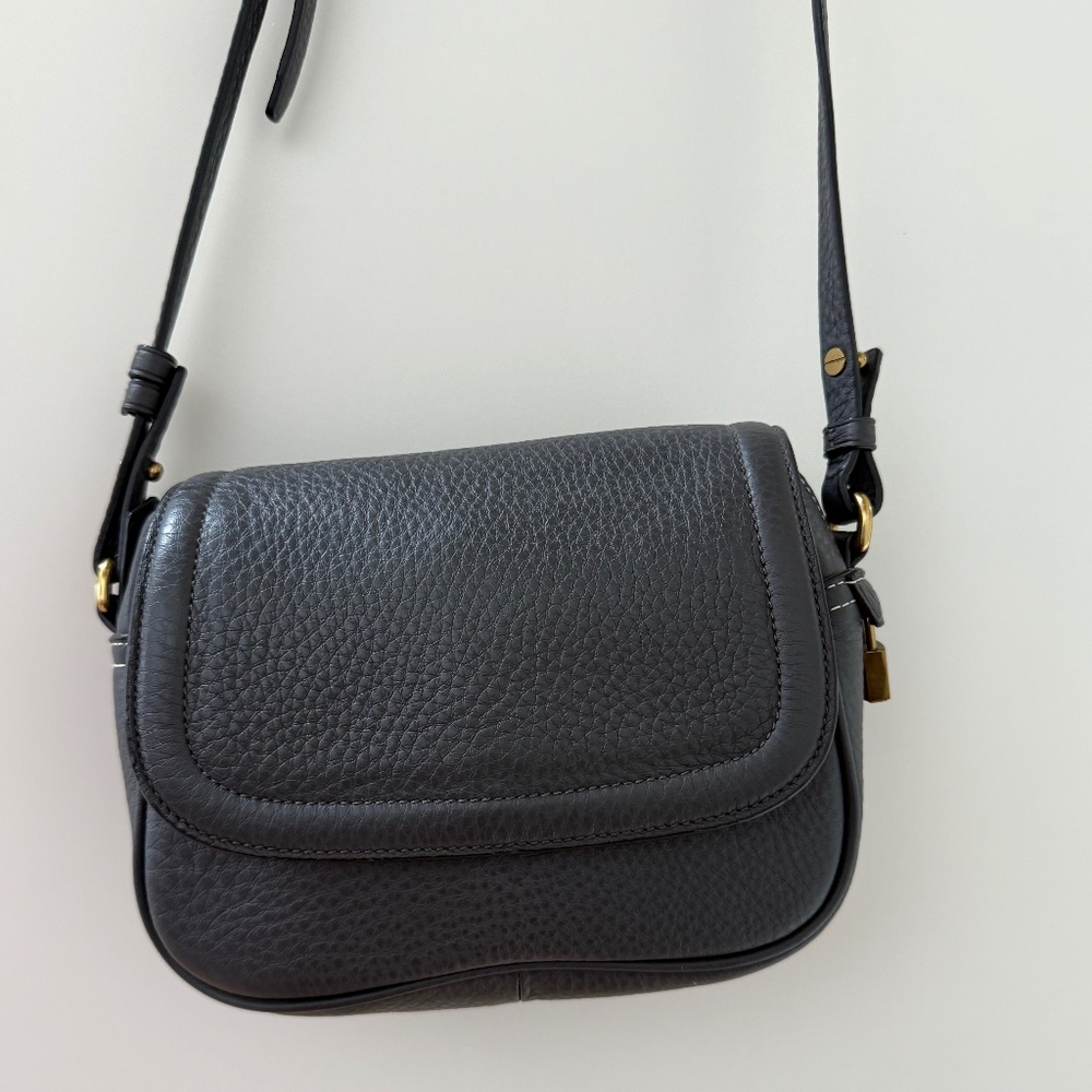 J.Crew Signet Gray Pebble Leather Crossbody Bag
